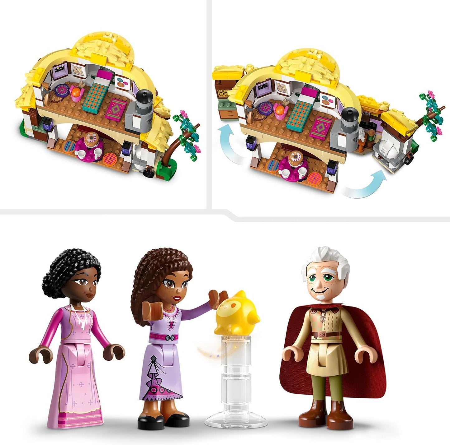 LEGO 43231 Disney Wish Asha's Cottage Playset, abrindo Toy Dollshouse do filme Wish com minibonecas Asha, Sakina e Sabino e figura de estrela, ideia para crianças, meninas e meninos