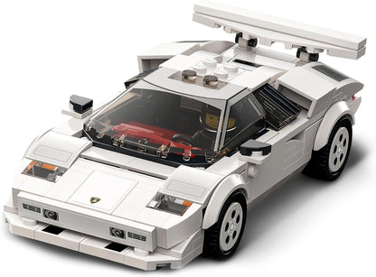 LEGO Speed Champions Lamborghini Countach, réplica de modelo de brinquedo de carro de corrida, conjunto de construção colecionável com minifigura de piloto de corrida 76908