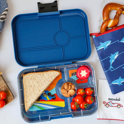 yumbox  Tapas tamanho maior - lancheira Bento à prova de vazamentos de 4 compartimentos para pré-adolescentes, adolescentes e adultos (roxo Sevilha com bandeja arco-íris)