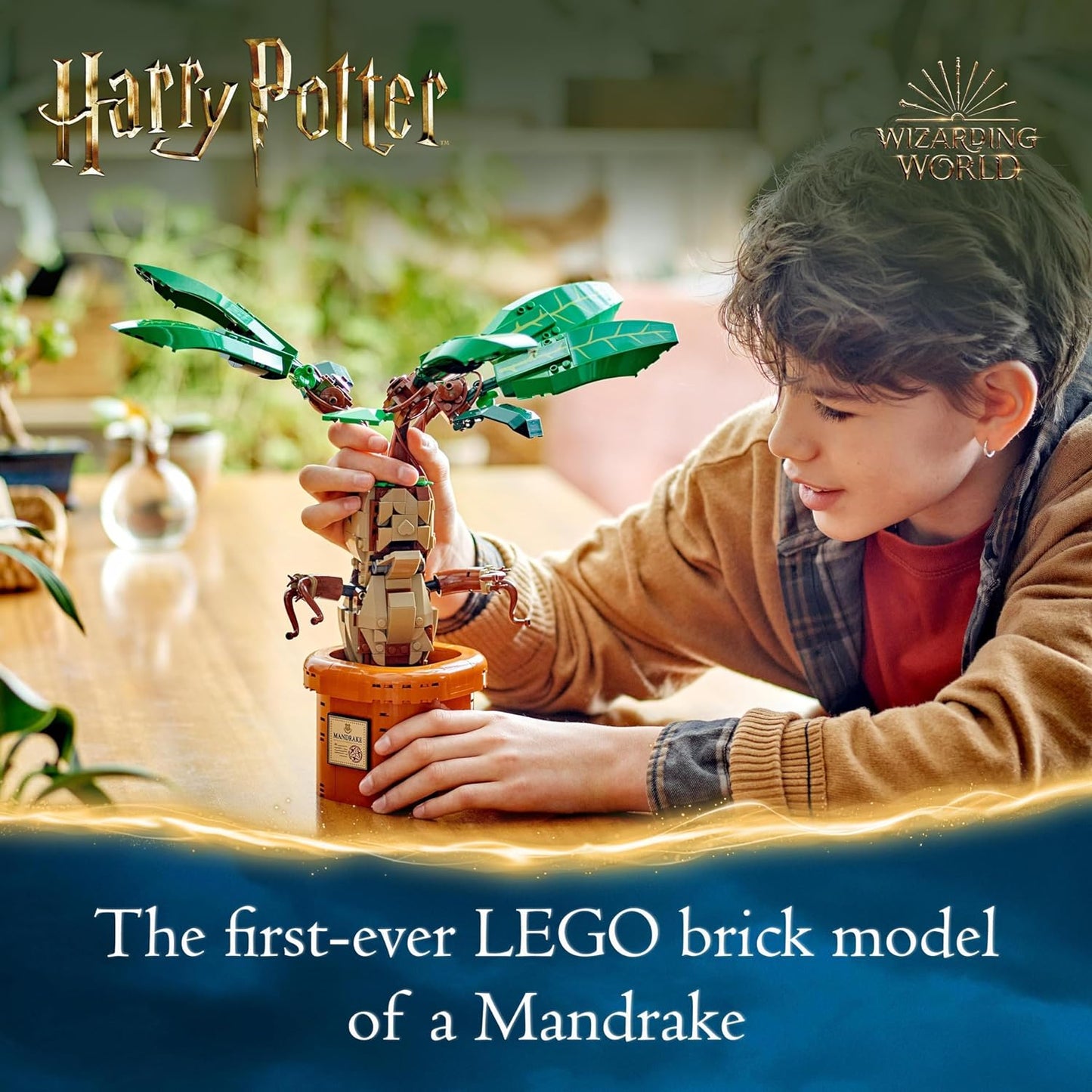 LEGO Figura e pote de brinquedo de planta mandrágora de Harry Potter, conjunto mágico, ideia de presente do mundo mágico para meninas, meninos e fãs, crianças imaginativas, decoração de quarto ou acessório de mesa 76433