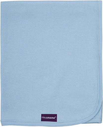 Clevamama Cobertor de algodão Wraffle Wave para bebê - Para roupa de cama de berçário, Carib, berço - 120x140 - Azul