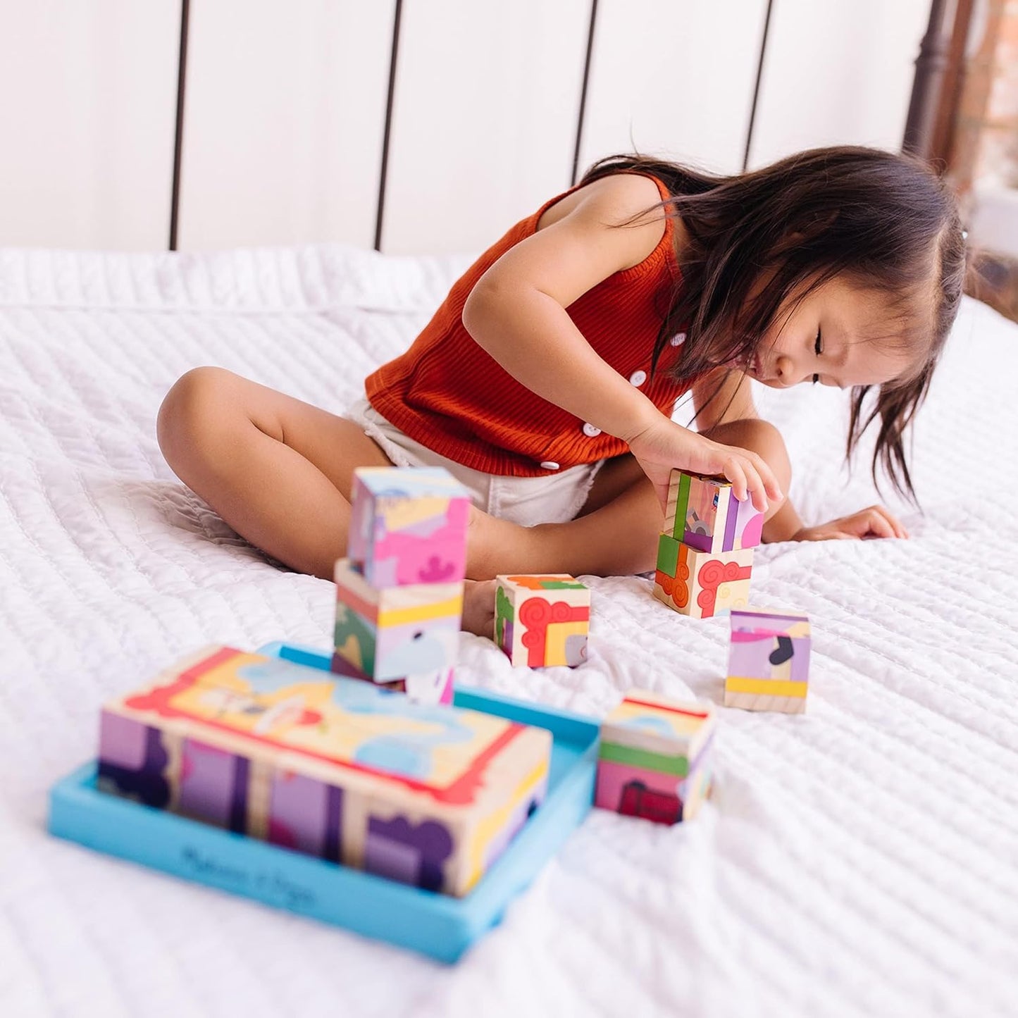 ¡Las pistas de Melissa y Doug Blue y tú! Rompecabezas de madera grueso - alfabeto