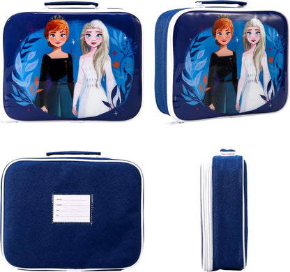 Zawadi Global Conjunto de lancheira infantil Frozen Kids - lancheira isolada, lancheira com vários compartimentos e garrafa de água de 540 ml - conjunto de comida para almoço de viagem escolar, sem BPA