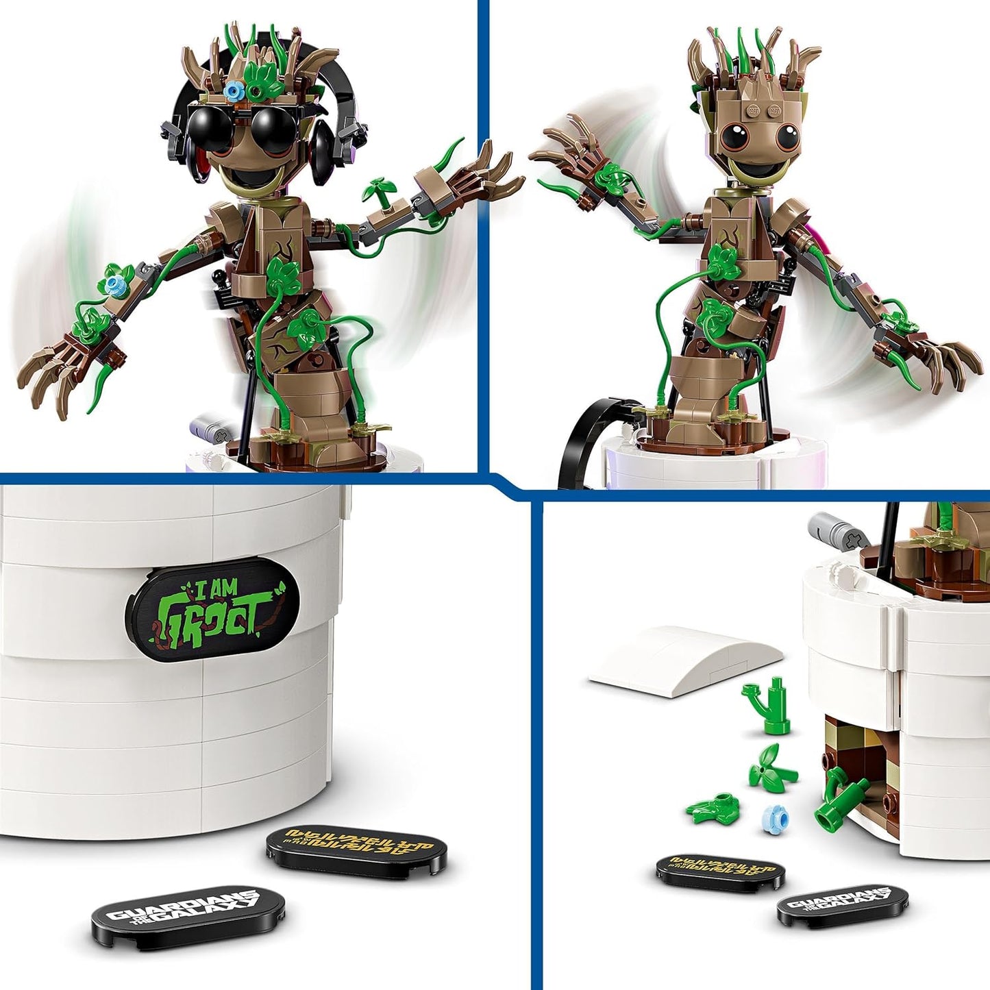 LEGO Marvel Dancing Groot Brinquedo animado para construir, personagem dos Guardiões da Galáxia, conjunto interativo manual para crianças, presente de super-herói para meninos e meninas com mais de 10 anos