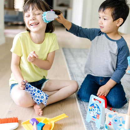 Melissa & Doug As pistas de Blue e você! Conjunto de jogos para tempo de limpeza | Brinquedo de dramatização para crianças | Limpeza de brinquedos para crianças | 3 e superiores | Presente para meninos ou meninas