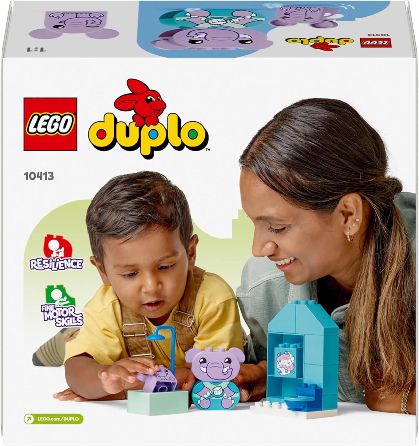 LEGO DUPLO Minhas primeiras rotinas diárias: conjunto de brincadeiras para a hora do banho, brinquedos de aprendizagem para crianças para meninas e meninos de 18 meses ou mais, com 2 figuras de animais de brinquedo