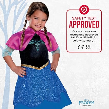 DISGUISE  Disney Official Frozen Travelling Anna Traje padrão infantil, vestido de princesa para meninas