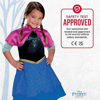 DISGUISE  Disney Official Frozen Travelling Anna Traje padrão infantil, vestido de princesa para meninas