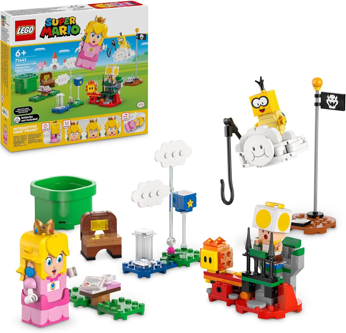 LEGO Super Mario Adventures con melocotón interactivo, juego de juguetes de princesa para niños, figura de rana amarilla, regalo de Nintendo para niñas, niños y jugadores de 6 años en adelante,