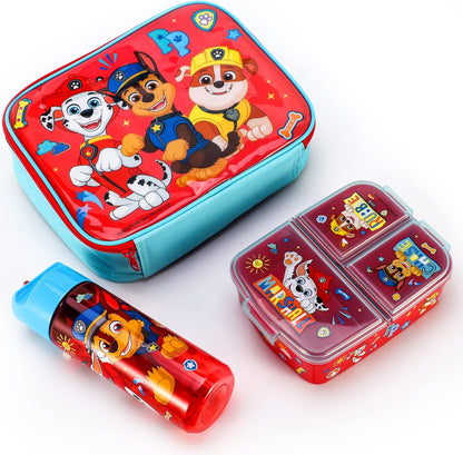 Zawadi Global Conjunto de lancheira infantil Paw Patrol Kids - lancheira isolada, lancheira com vários compartimentos e garrafa de água de 540 ml - conjunto de comida para almoço de viagem escolar, sem BPA