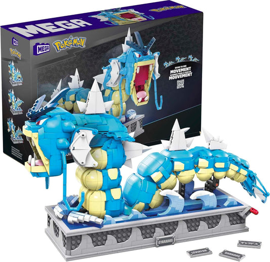 MEGA Brinquedos de construção Pokémon para adultos, Gyarados de movimento com 2186 peças, boca e cauda móveis, ideia de presente para colecionadores, HGC24