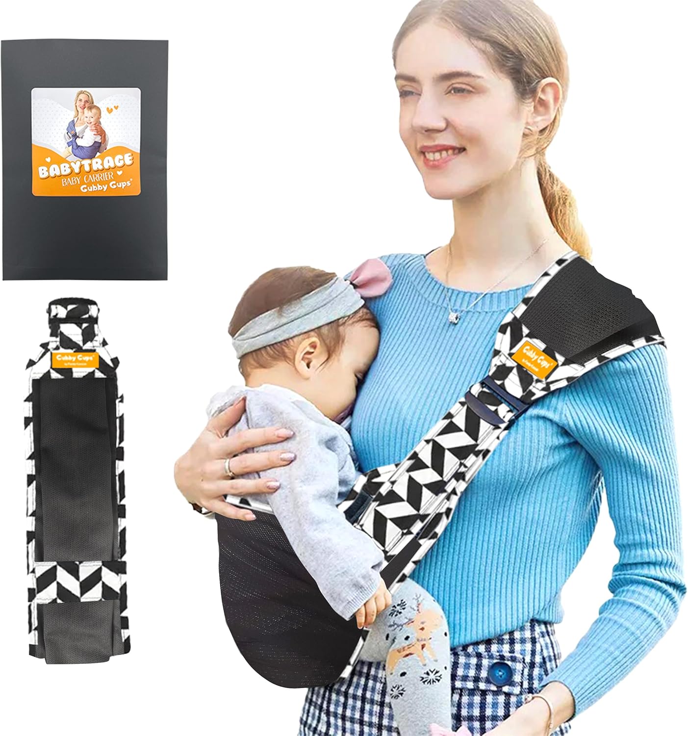 Family-Land.de® Portabebés práctico y ergonómico V1.0 para un uso rápido - Portabebés con portabebés para bebés de hasta 15 kg, sistema de transporte con asiento de cadera para bebés