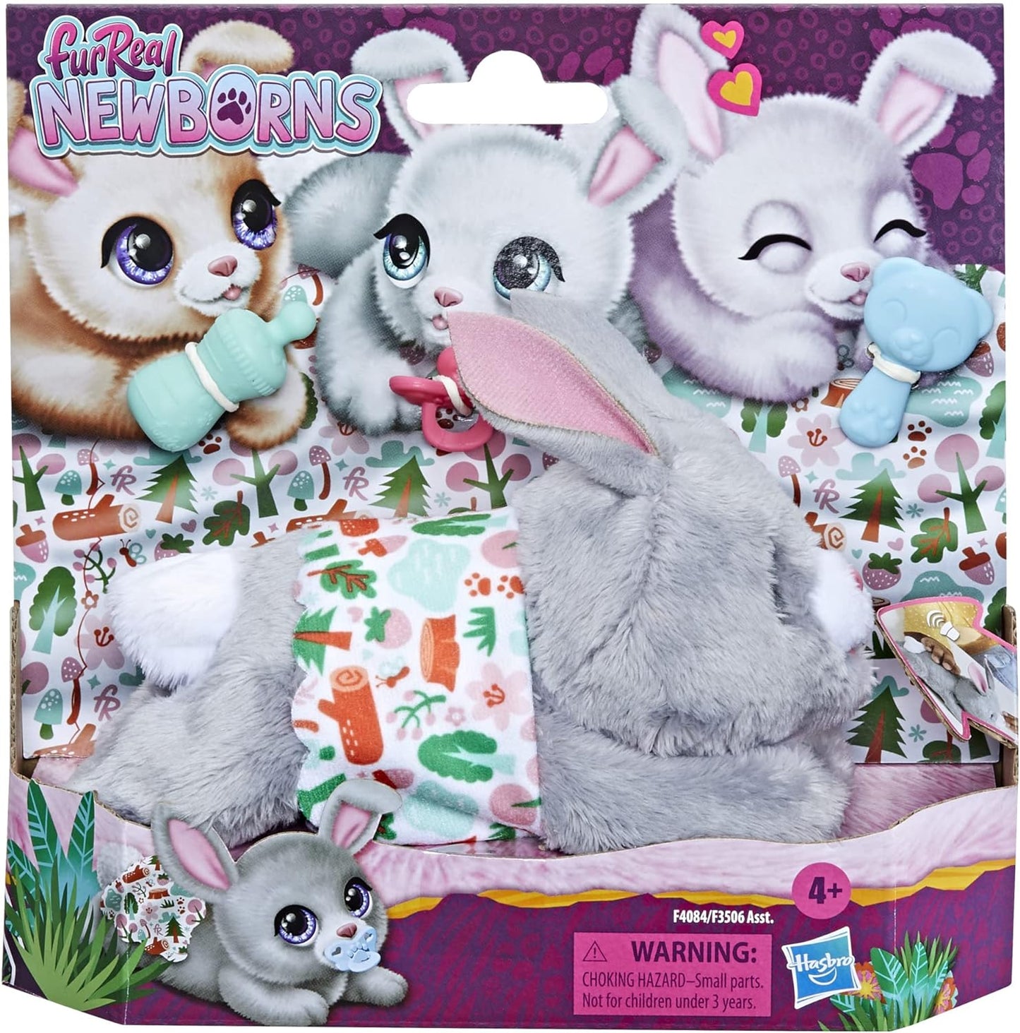 Hasbro F4084 Furreal Recém-nascidos pet Cão ou gato sdos. Abra e feche os olhos Inclui 4 acessórios multicoloridos