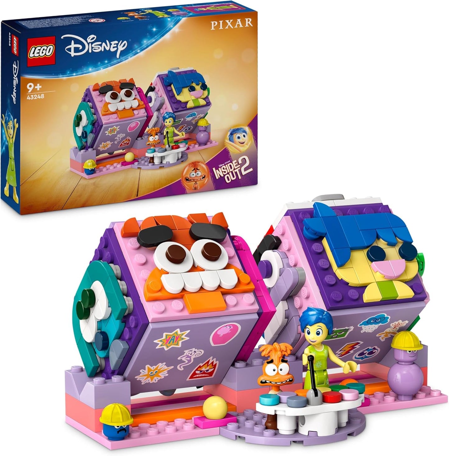 LEGO Disney Pixar Inside Out 2 Mood Cubes Playset, brinquedo de construção para meninas e meninos de 9 anos ou mais, inclui minibonecas de personagens do filme, presente divertido para compartilhar emoções como alegria 43248