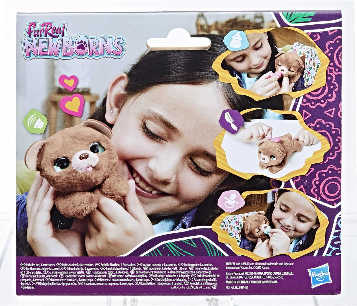 Hasbro furReal Newborns Bears, brinquedo de pelúcia animatrônico interativo com efeitos sonoros, fecha os olhos, a partir de 4 anos, F4158, multicolorido