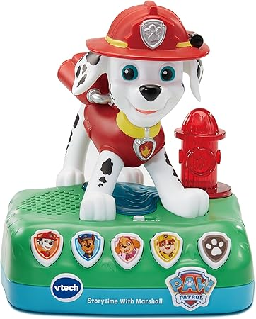 VTech PAW Patrol - Storytime With Marshall, brinquedo oficial PAW Patrol com 4 histórias, música e sons, luz noturna e cronômetro, presente para crianças de 3, 4, 5 anos ou mais, versão em inglês