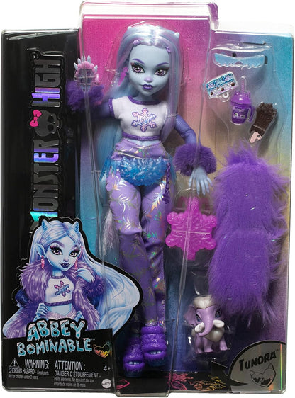 Monster High Boneca, Boneca Abbey Bominable Yeti Fashion com Mamute de Estimação e Acessórios Temáticos, HNF64, multicor