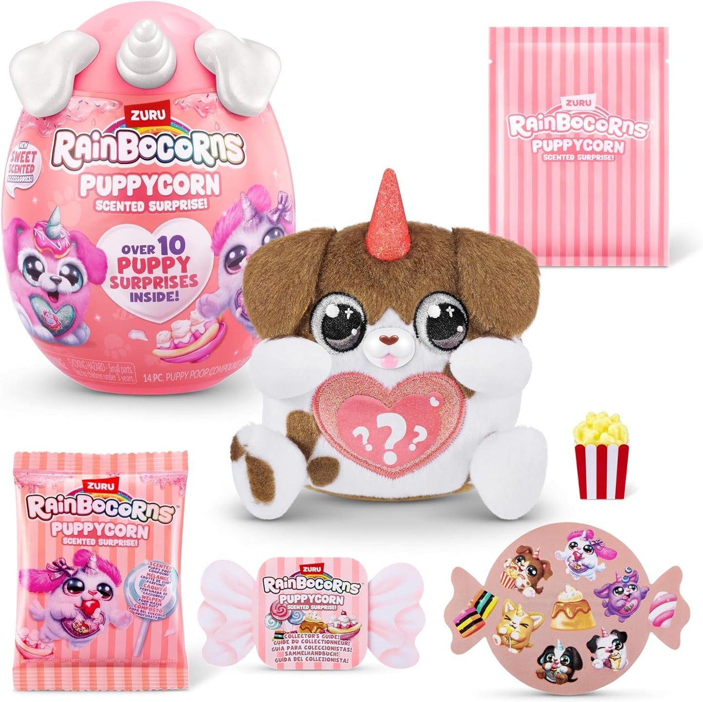 Rainbocorns ZURU Puppycorn Scent Surprise, Brown Dalmatian, por ZURU Surprise Unboxing Soft Toy, perfumado cachorrinho de pelúcia para meninas