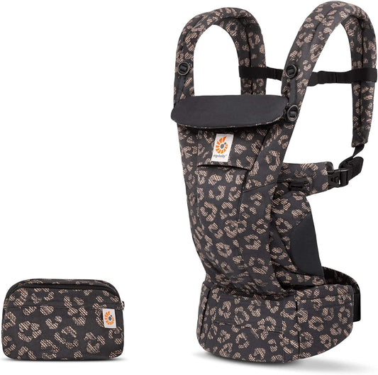 Ergobaby Omni Dream Mochila Porta Bebé Recién Nacido desde el Nacimiento hasta 20,4 kg, 4 Posiciones con Algodón SoftTouch, Posición Ergonómica del Bebé Delantero Dentro y Atrás, Leopardo Negro