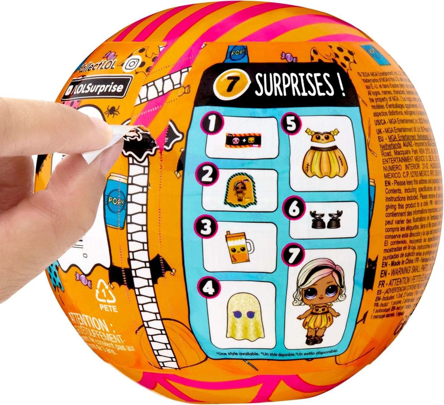 LOL. Surpresa! Spooky Party - Pumpkin Pretty - Boneca de edição limitada com 7 surpresas - Embalagem de bola de abóbora para doces ou travessuras - Adequado para colecionadores e crianças com mais de 4 anos