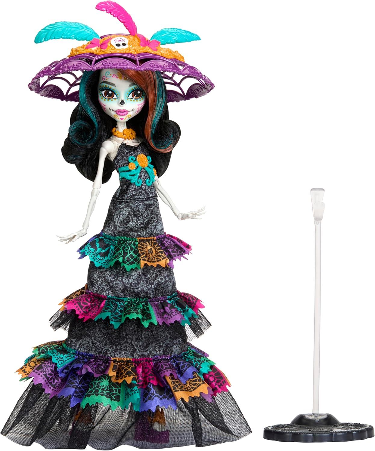 Monster High Boneca, Skelita Calaveras Día De Muertos 2024 Howliday colecionável com chapéu La Catrina, vestido Papel Picado e embalagem exibível, HXH99