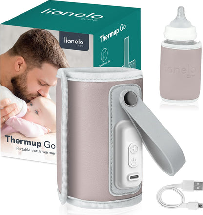 Aquecedor de mamadeiras portátil LIONELO Thermup Go para manter a temperatura, cabo USB alimentado para manter o leite e a comida do bebê aquecidos, aquecedor de mamadeiras para carro para temperatura constante, sem BPA, compacto e leve