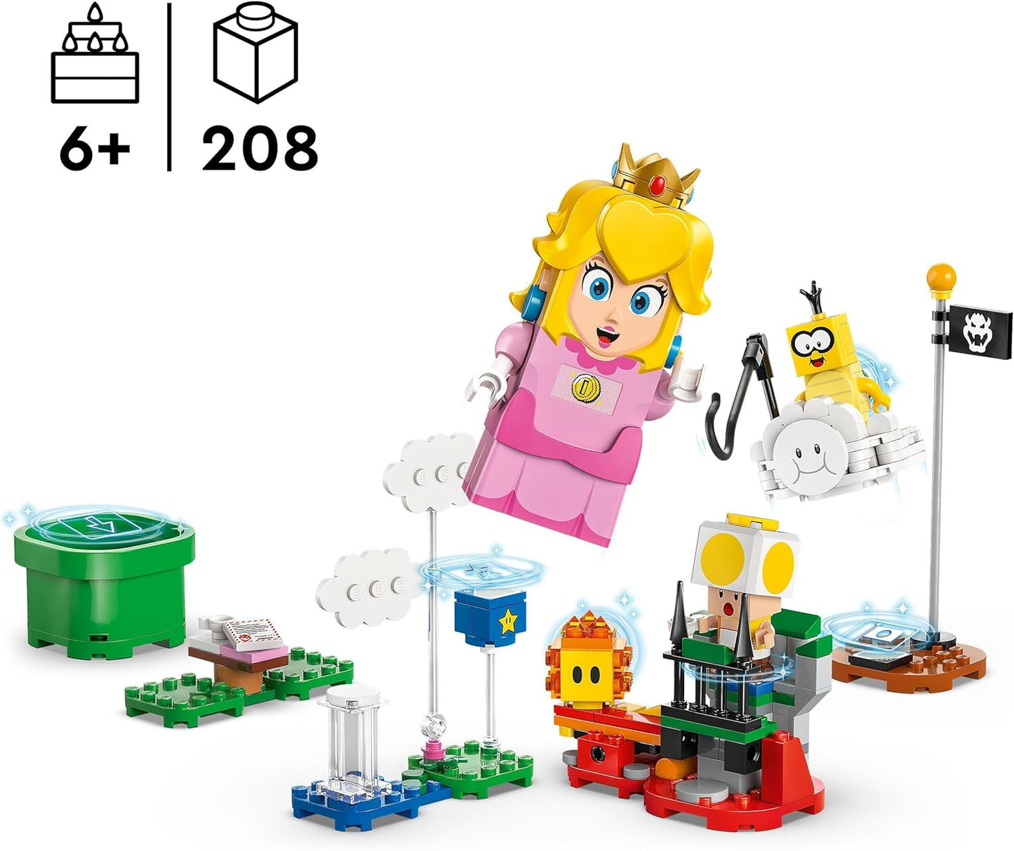 LEGO Super Mario Adventures con melocotón interactivo, juego de juguetes de princesa para niños, figura de rana amarilla, regalo de Nintendo para niñas, niños y jugadores de 6 años en adelante,