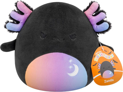 Squishmallows Original 7,5 polegadas Halloween Zanda, o Axolotl cinza-carvão