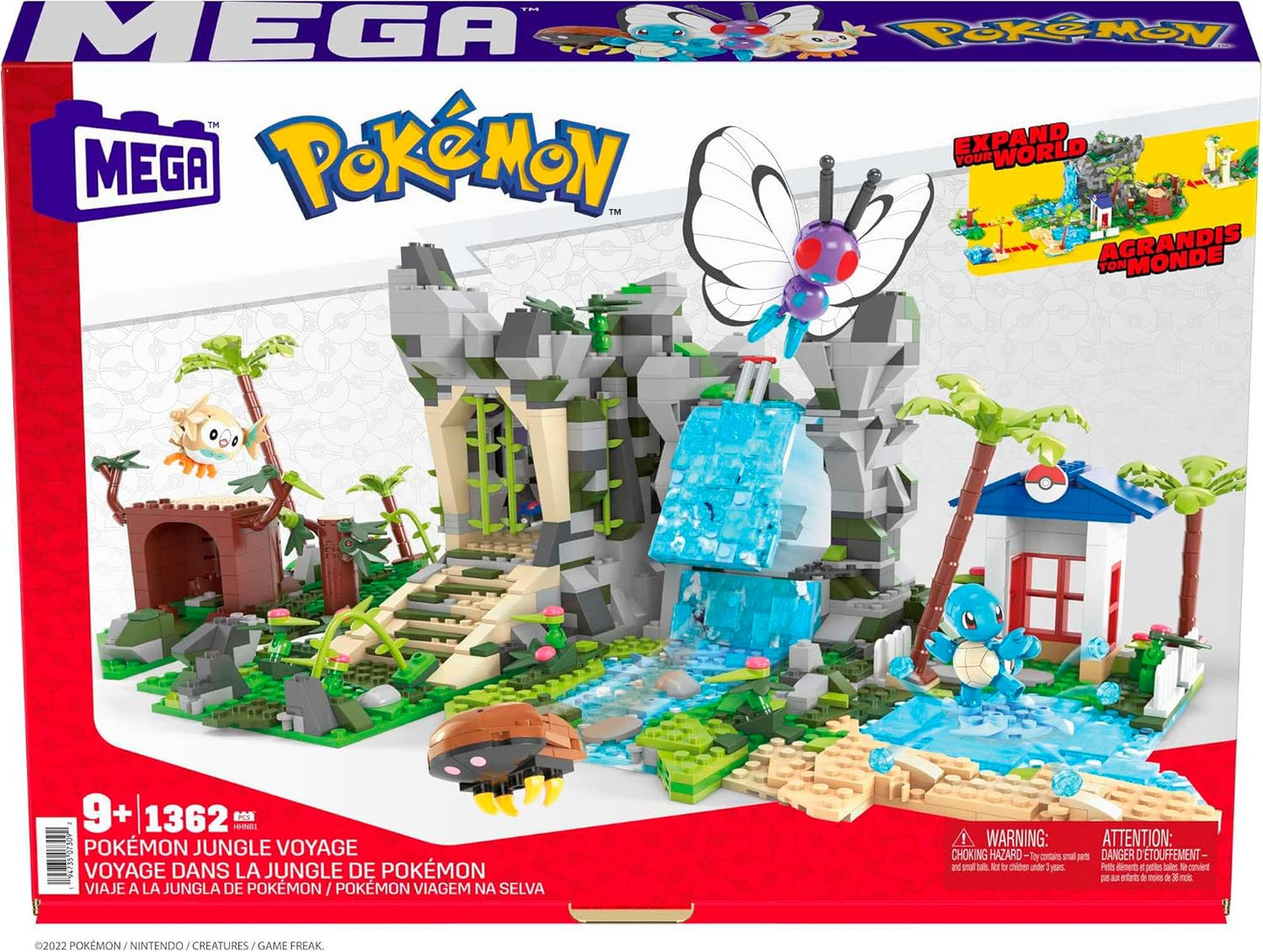 MEGA Conjunto de brinquedos de construção Pokémon Jungle Voyage com 1362 peças, 4 personagens articulados e articulados e ambiente, para crianças