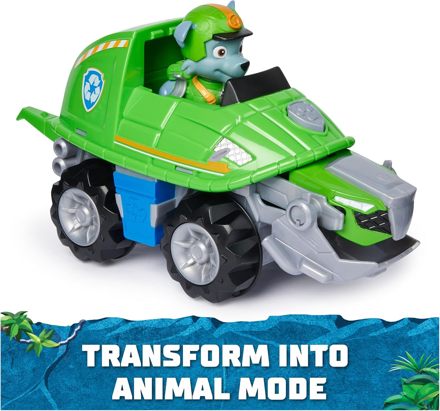 Paw Patrol Jungle Pups, vehículo de tortuga rocosa, camión de juguete con figura de acción coleccionable, juguetes para niños y niñas de 3 años en adelante