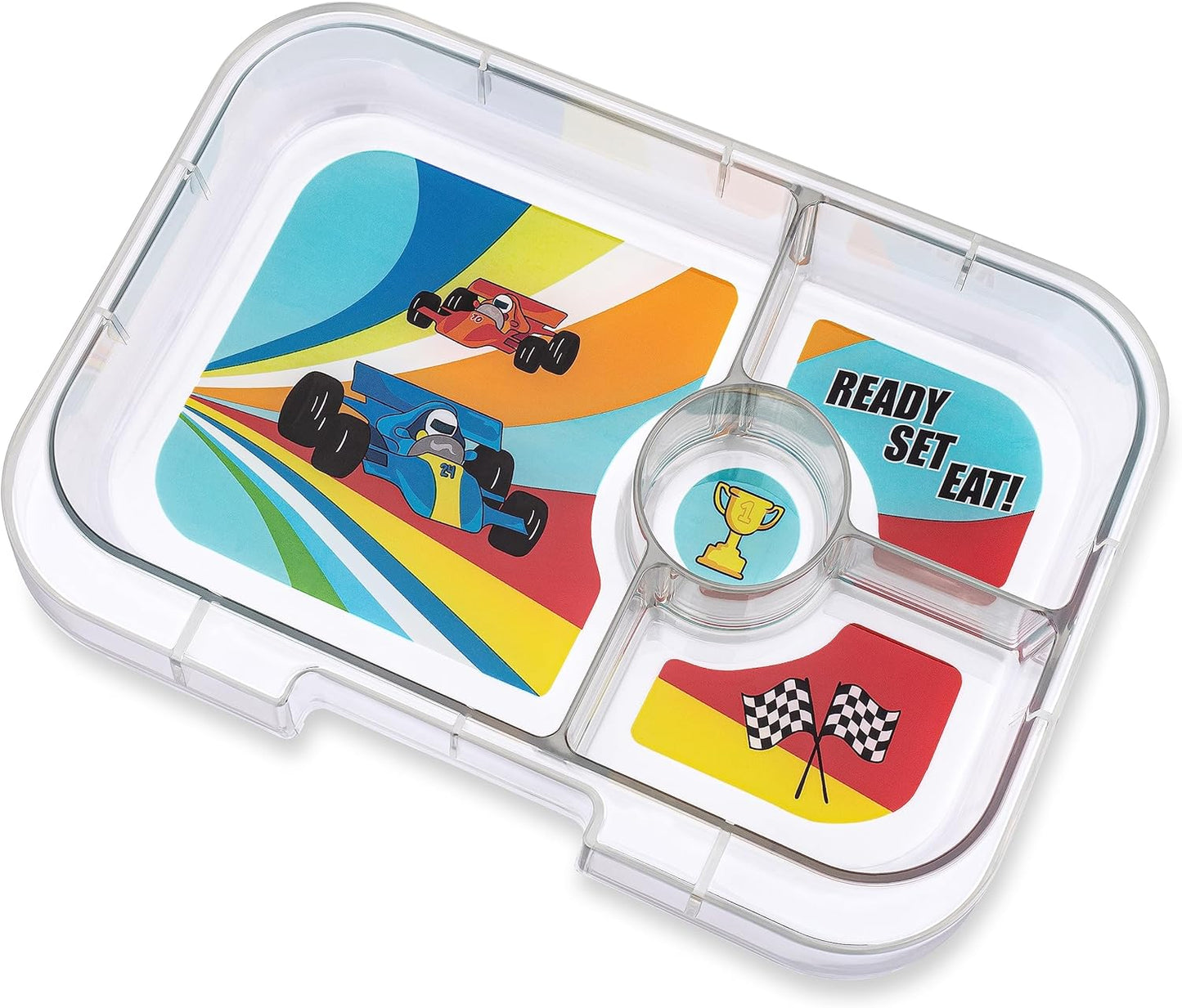 Yumbox Recipiente de lancheira Bento à prova de vazamentos Panino para crianças e adultos (Roar Red (bandeja para carros de corrida))