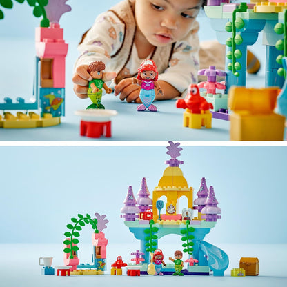 LEGO DUPLO | Palácio subaquático mágico da Disney Ariel, brinquedo de construção da pequena sereia para crianças, meninas e meninos com mais de 2 anos, conjunto de castelo com figuras, brinquedos educativos de aprendizagem, ideia de presente 10435