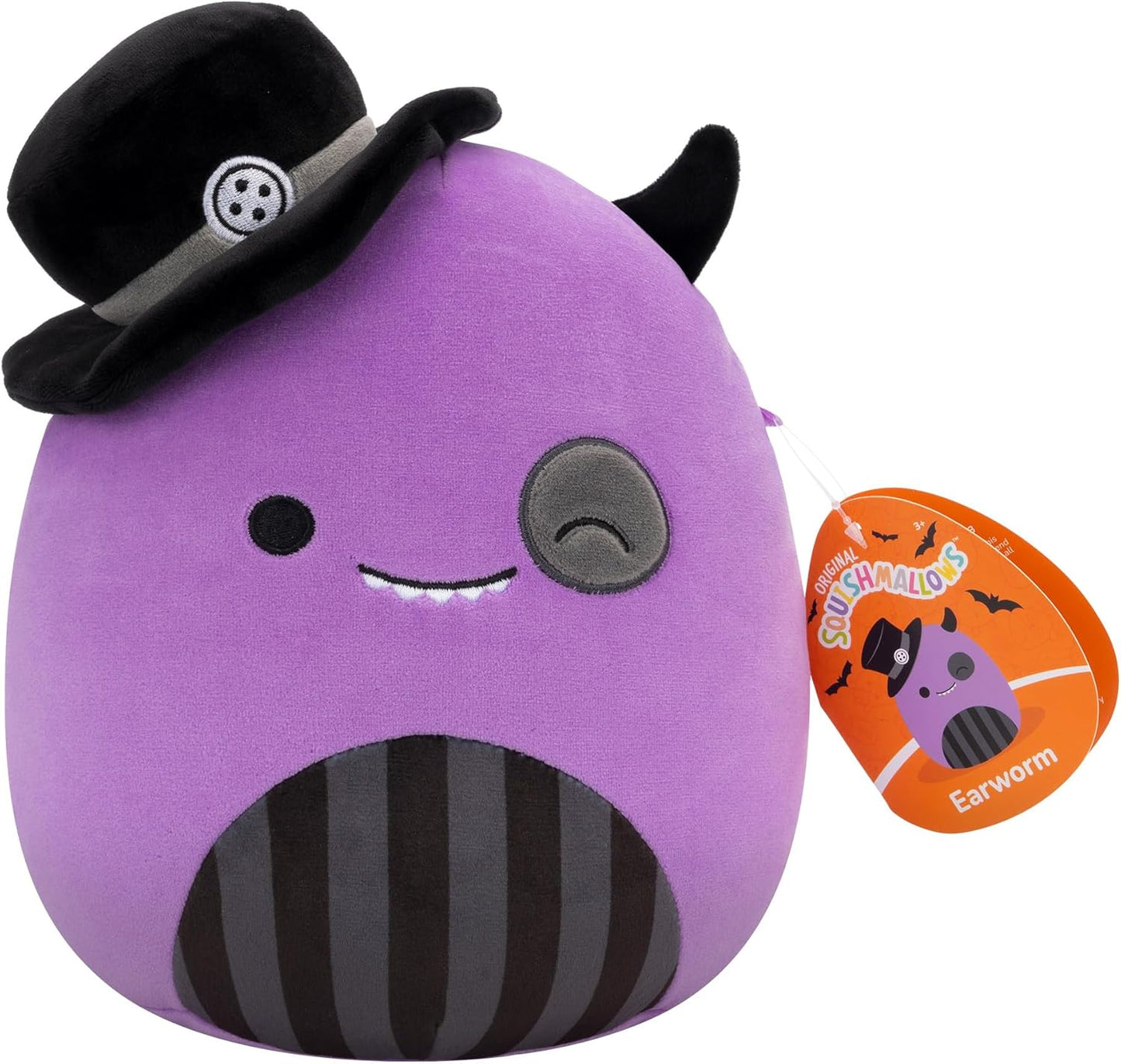 Squishmallows Original 7,5 pulgadas Halloween Earworm el monstruo morado intermitente