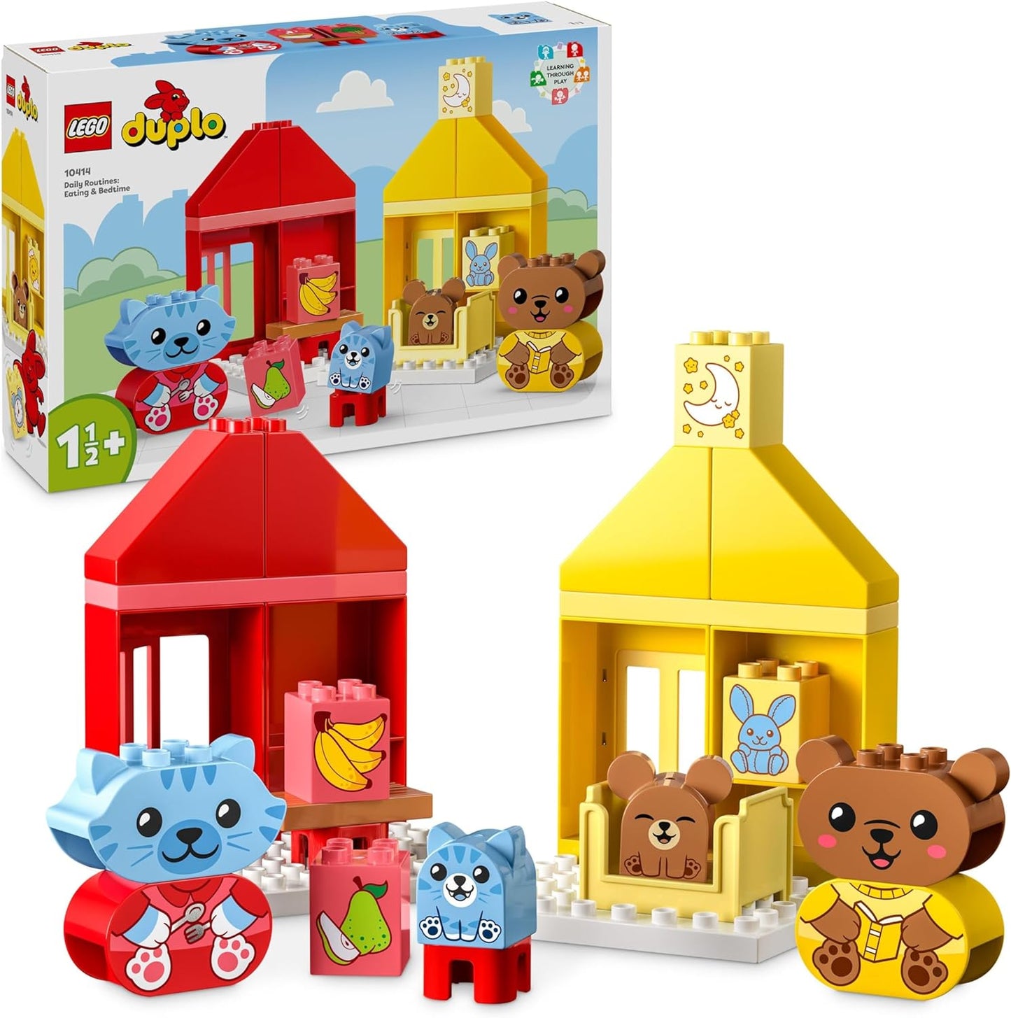 LEGO DUPLO Minhas primeiras rotinas diárias: brinquedos para aprender a comer e dormir para crianças com 2 casas e 4 figuras de animais, vamos explicar os sentimentos para crianças, presentes para crianças, meninas e meninos com mais de 18 meses 10414