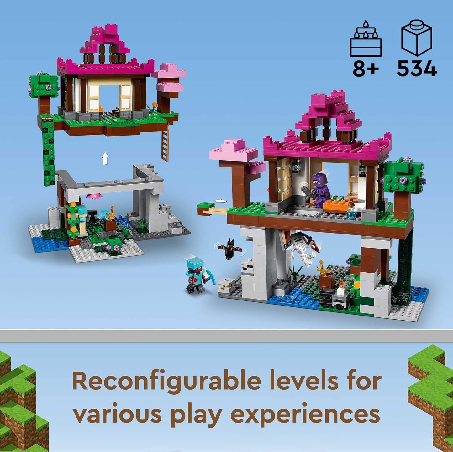 LEGO Kit de construção Minecraft The Training Grounds 21183; Minecraft House Dojo e Cave Toy com personagens icônicos – um Ninja, Rogue, Skeleton e um Bat; Ótimo presente para crianças a partir de 8 anos