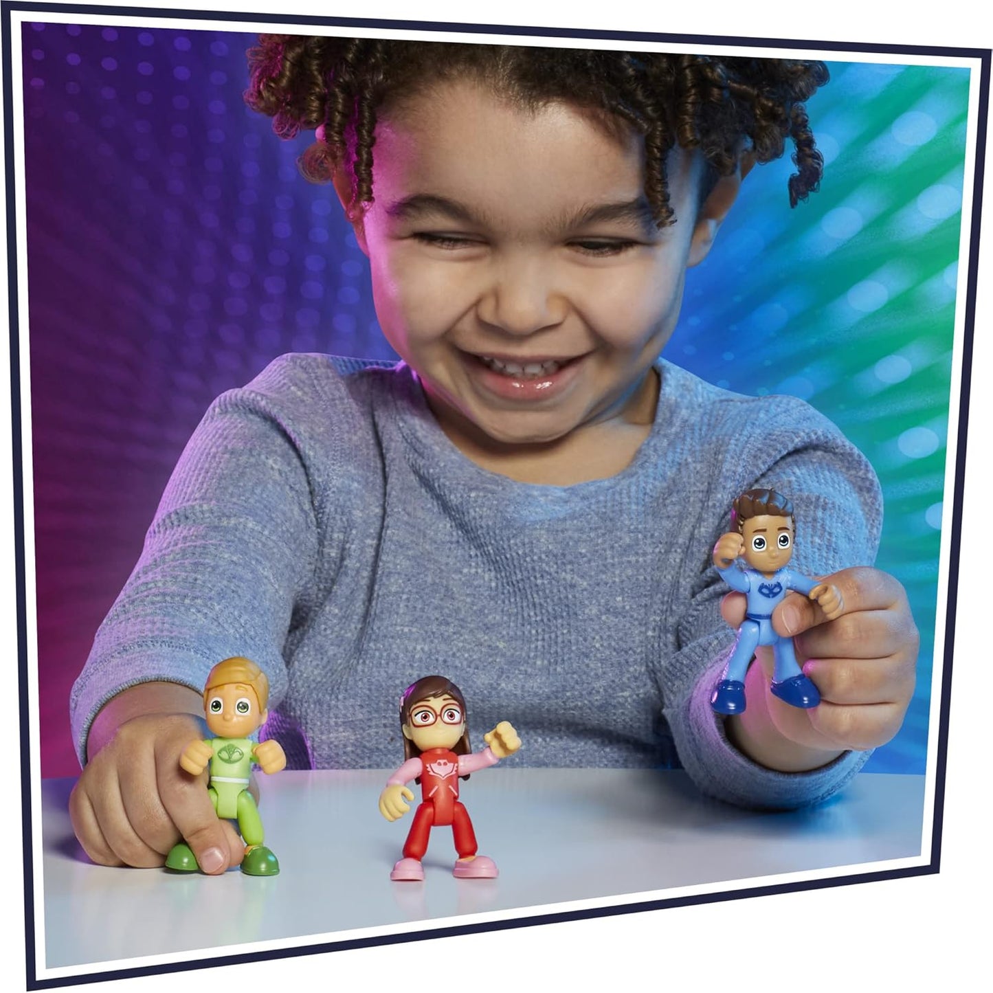 PJ Masks Conjunto de bonecos Nighttime Heroes, brinquedo pré-escolar, 6 bonecos de ação e 11 acessórios para crianças de 3 anos ou mais