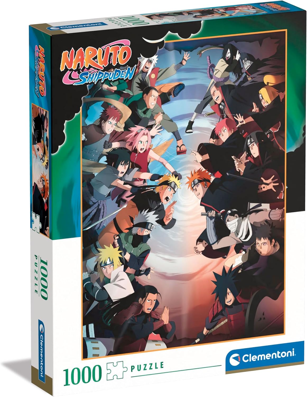 Clementoni 39834 Shippuden Shippuden-1000 quebra-cabeça, vertical, diversão para adultos, mangá, anime, feito na Itália, Naruto 1000 peças