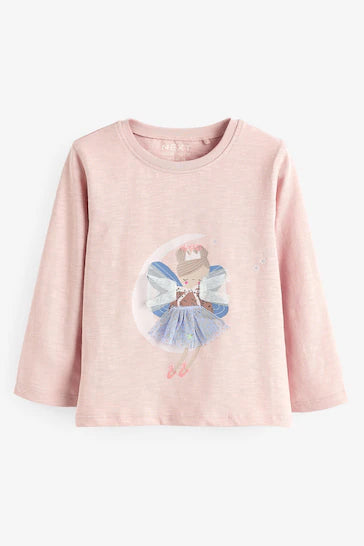 |Girl| Camiseta De Manga Comprida - Pretty Mouse Rosa Claro (3 meses a 7 anos)