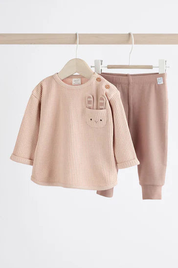 |Niña| Conjunto de top y leggings para bebé - Conejito Neutral (0 meses a 3 años))