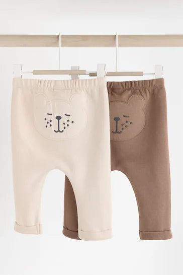 |BabyBoy| Leggings Neutras Para Bebês Com Estampa Animal 100% Algodão, Pacote Com 2 (0 meses a 2 anos)