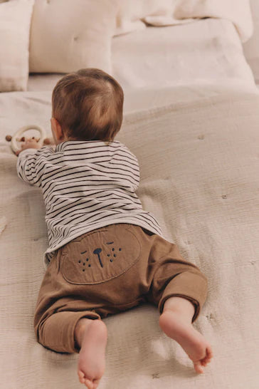 |BabyBoy| Leggings Neutras Para Bebês Com Estampa Animal 100% Algodão, Pacote Com 2 (0 meses a 2 anos)