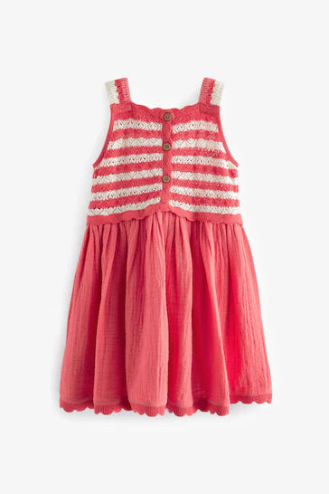 |Niña| Vestido Mono Crochet - Rojo (3 meses a 7 años)