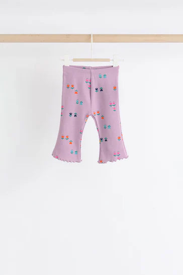 |BabyGirl| Conjunto De Top e Leggings De Manga Comprida 100% Algodão Para Bebê, Pacote Com 3 - Personagem Lilás Roxo/Azul