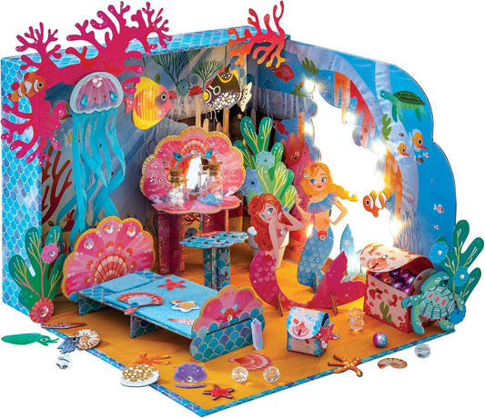 Janod Magic Ocean Dormitorio-Juego de actividades para niños-Artes y manualidades-Haz tu propia decoración-El universo de La Sirenita-Juego para mayores de 8 años, J09139, multicolor