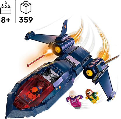 LEGO Avião de brinquedo edificável Marvel X-Men X-Jet para crianças, meninos e meninas, kit de construção de modelo de avião com minifiguras de super-herói Wolverine, Ciclope, Rogue e Magneto, ideia de presente de aniversário 76281