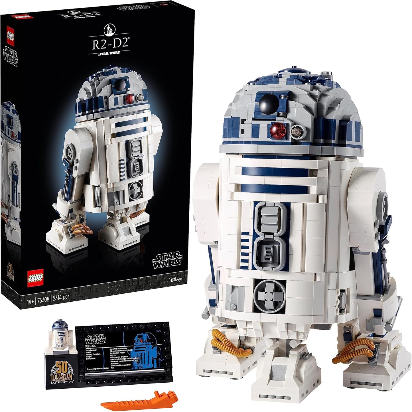 LEGO Conjunto de construção Droid Star Wars R2-D2 para adultos, modelo de exibição colecionável com sabre de luz de Luke Skywalker, presente para o dia dos pais, presente para homens, mulheres, pai ou mãe 75308