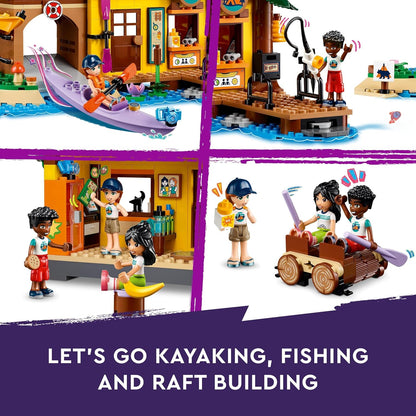 LEGO Brinquedo de construção de esportes aquáticos Friends Adventure Camp para crianças, ideia de presente de dramatização para meninas e meninos de 7 anos ou mais, com 3 personagens de miniboneca e uma figura de urso, conjunto educacional 42626