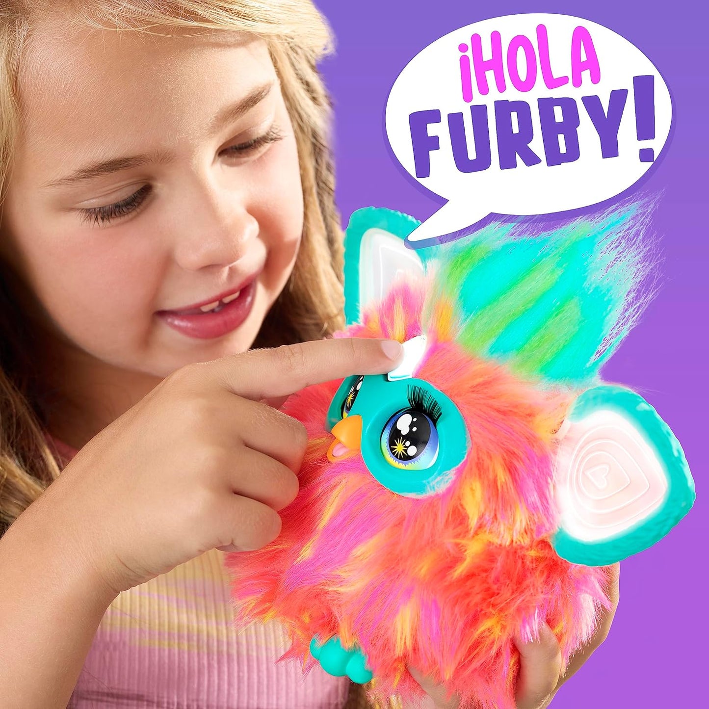 Hasbro Furby Coral Brinquedo Interativo Ativado por Voz para Crianças de 6 Anos 15 Acessórios - Versão Espanhola