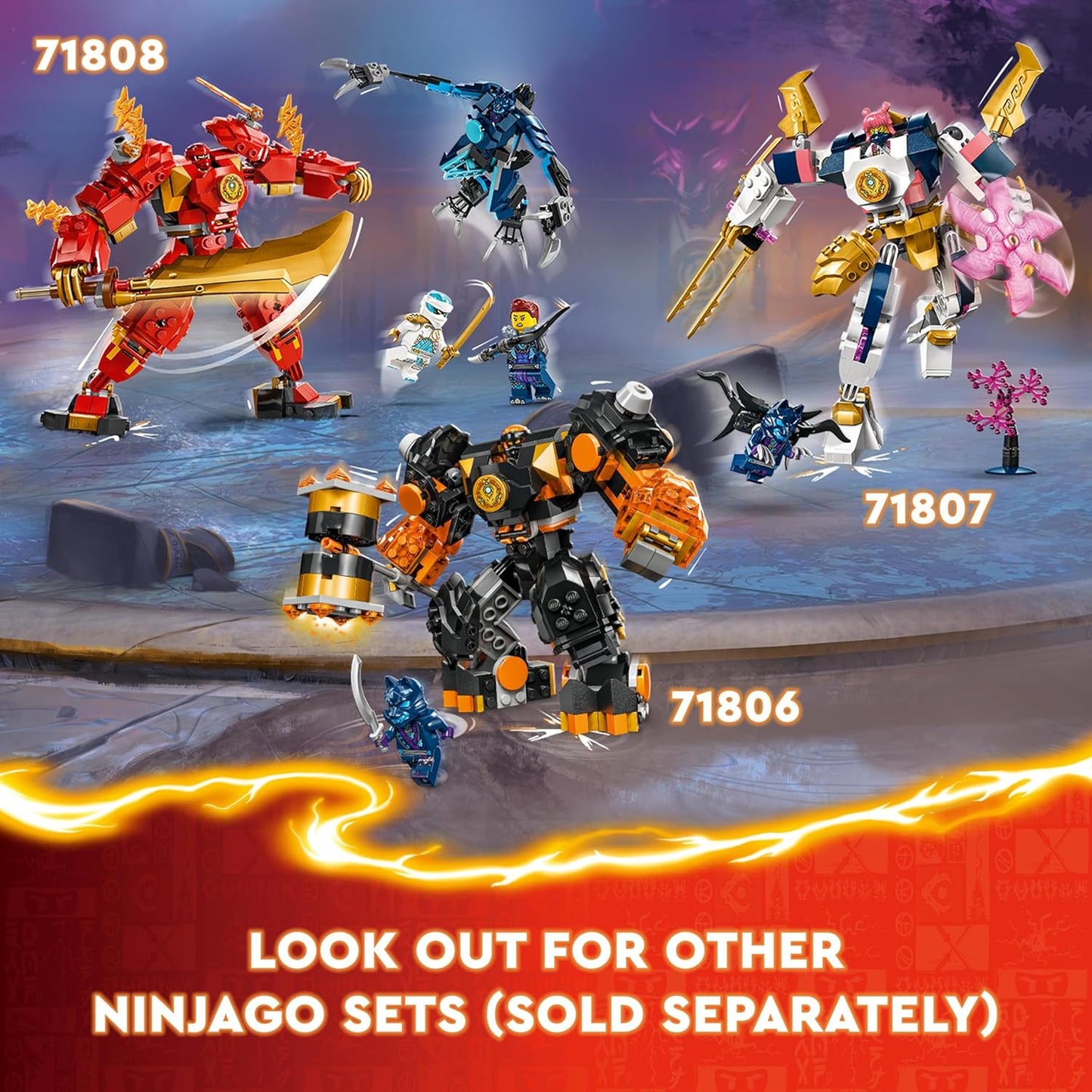 LEGO NINJAGO Cole's Elemental Earth Mech, brinquedo de boneco de ação, conjunto de construção Dragons Rising com personagem ninja Cole minifigura, presente para meninos, meninas e crianças de 7 anos ou mais 71806