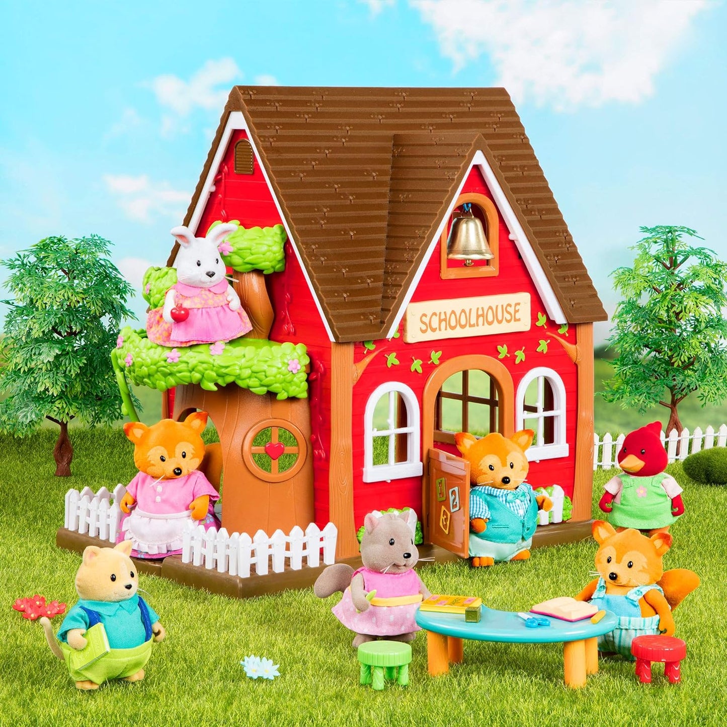 Li'l Woodzeez  6483 Acces Battat Li’l Woodzeez – Família Tippytail Fox – Conjunto de 5 peças com estatuetas em miniatura e livro de histórias – Brinquedos e acessórios de animais para crianças a partir de 3 anos